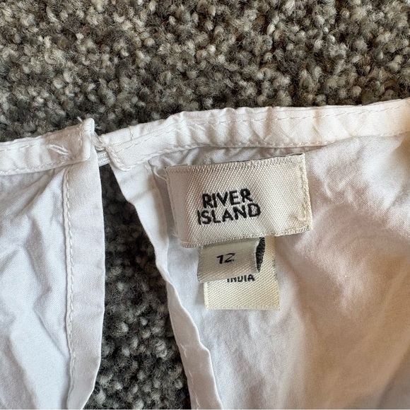 River Island White Puff Sleeve Mini Dress Size 8 – Boho Coastal Ruffle Modest - Picture 3 of 10